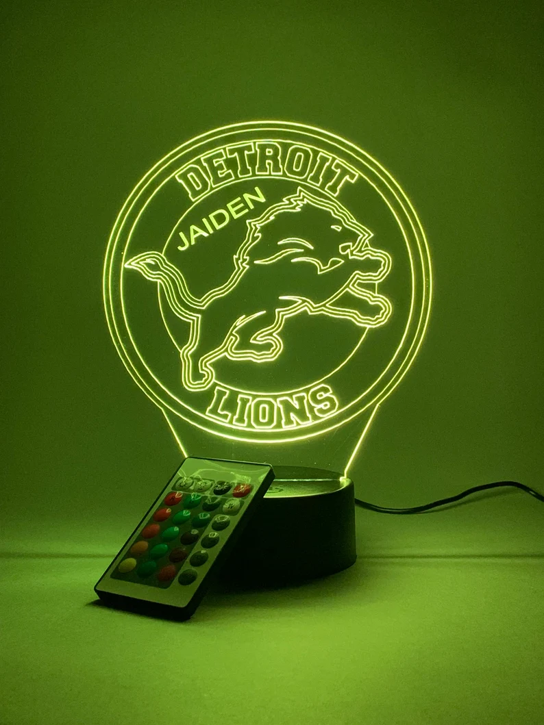 DETROIT LIONS 3D LAMP PERSONALIZED