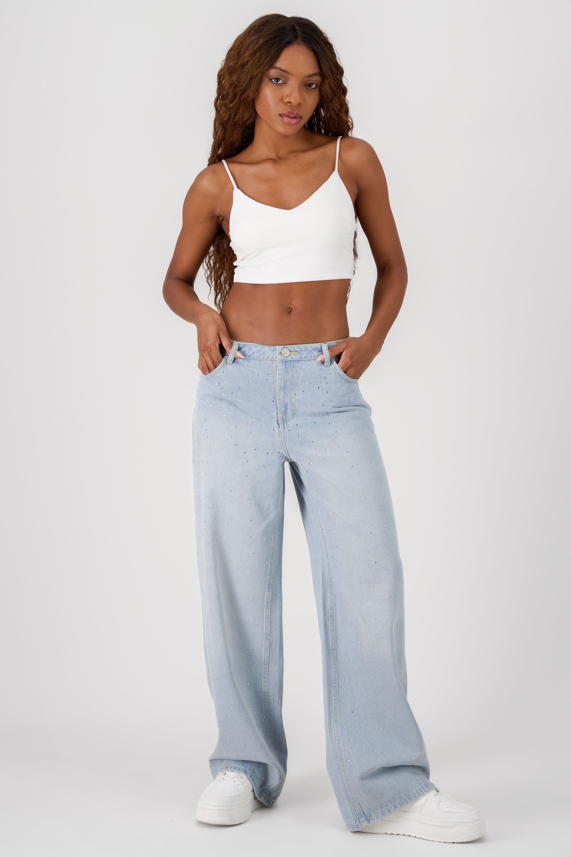 Straight Leg Jeans with Sparkle Detail