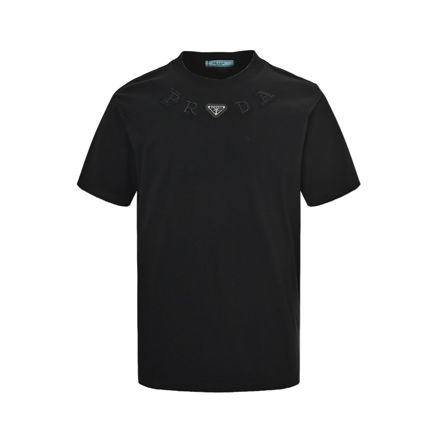 Prada 25ss collar letter embroidered triangle logo short sleeve