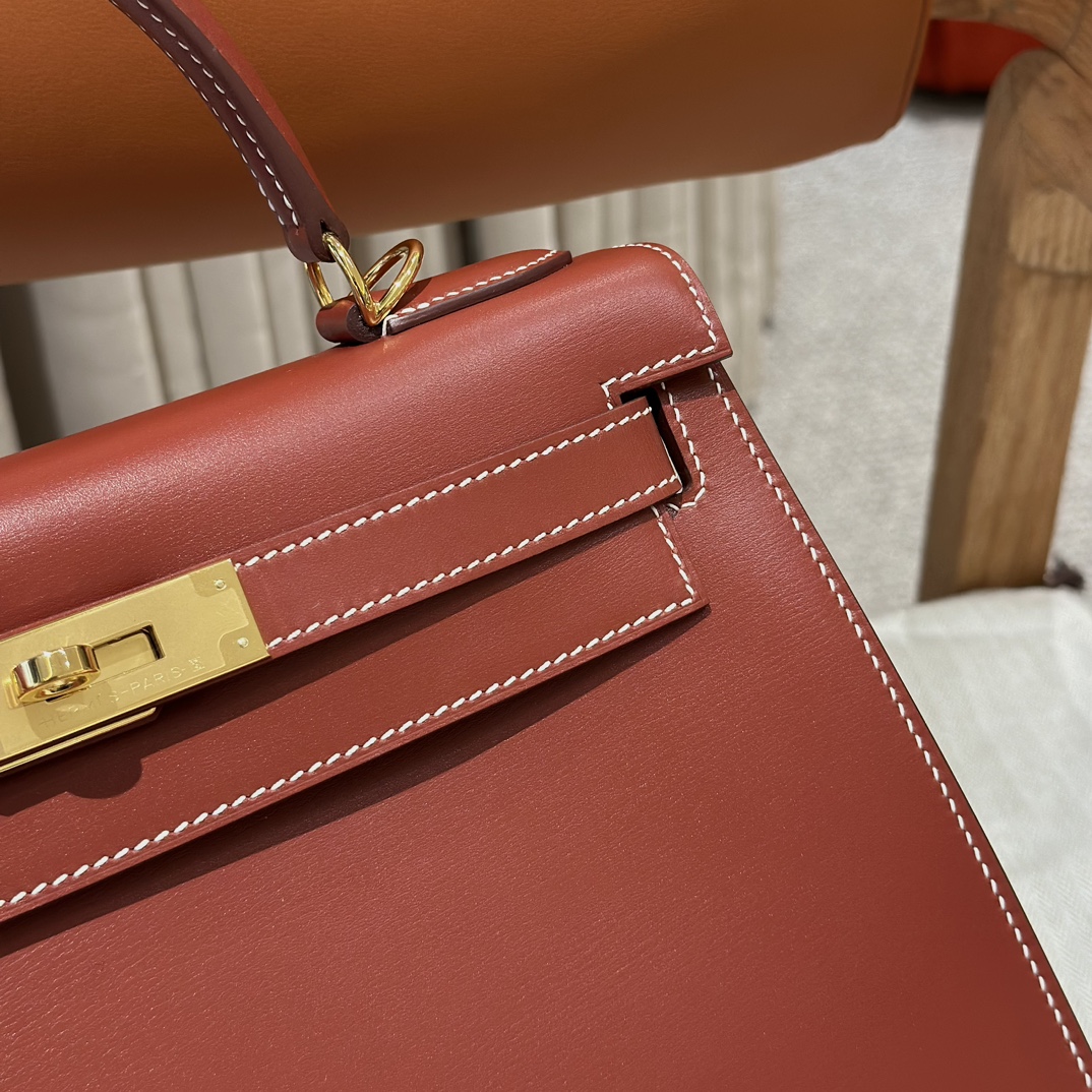 Hermès Kelly 36Brique Handbag (Handmade to Order)