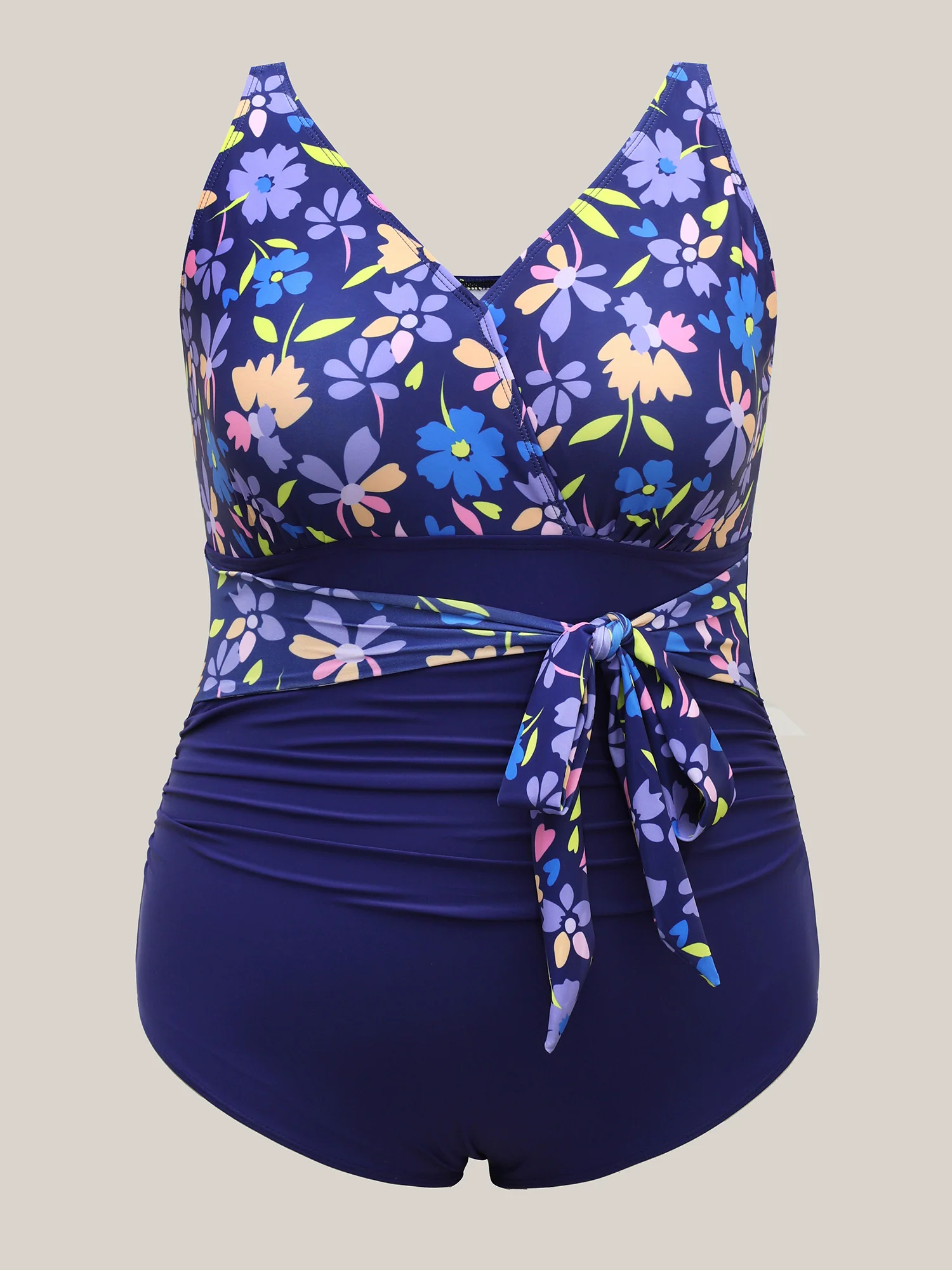 Floral Ruffled Belted One-Piece Swimsuit