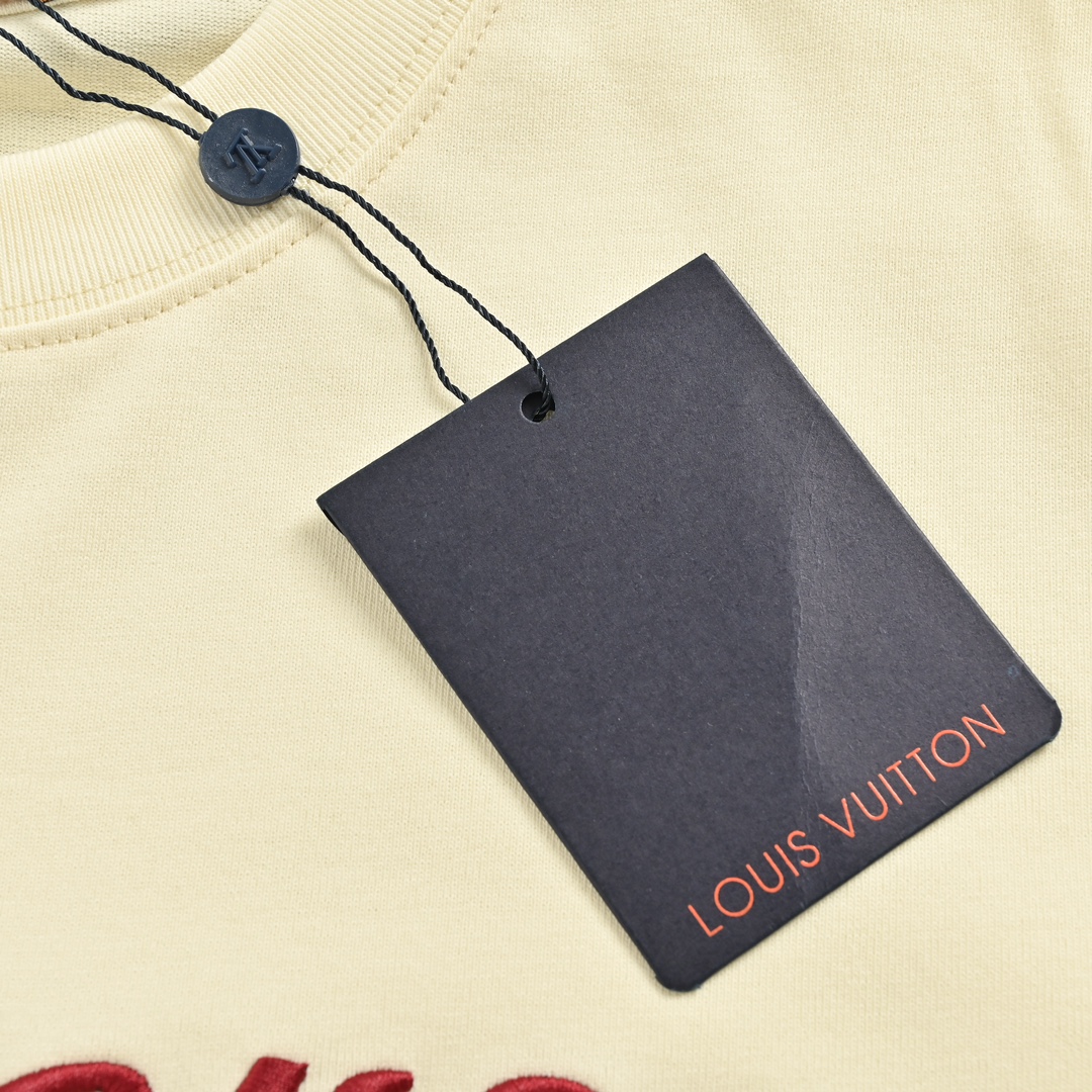 Louis Vuitton 24ss Burgundy Signature Letter Embroidered Short Sleeve