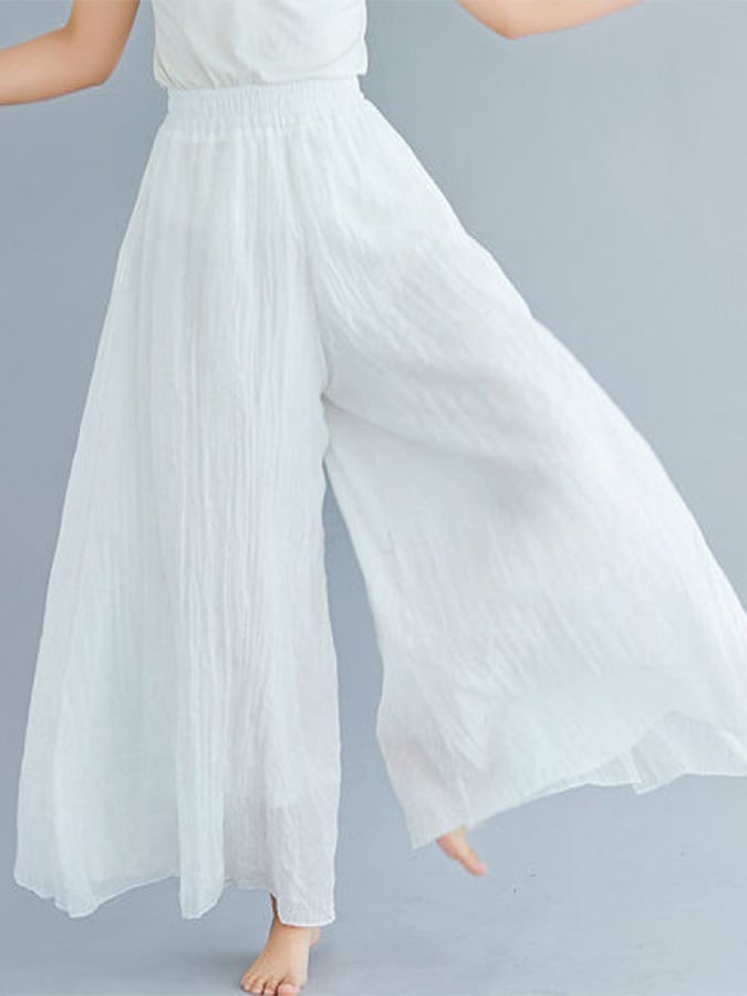 Cotton Linen High Waist Retro Swing Culottes