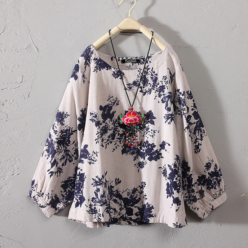 Plus Size Casual drukowany długi rękaw dla kobiet