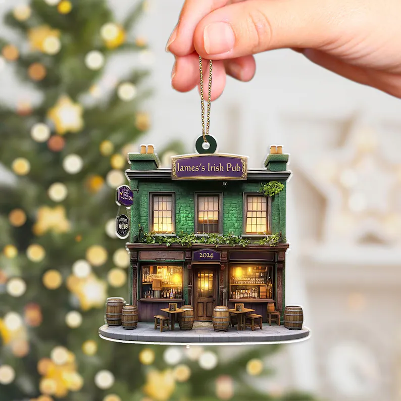 Personalized Irish Pub Ornament For Christmas Tree Decor