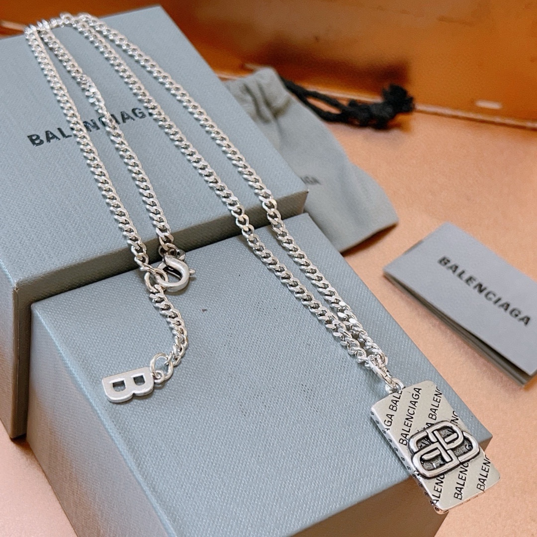 Balenciaga BB Square Chain Necklace