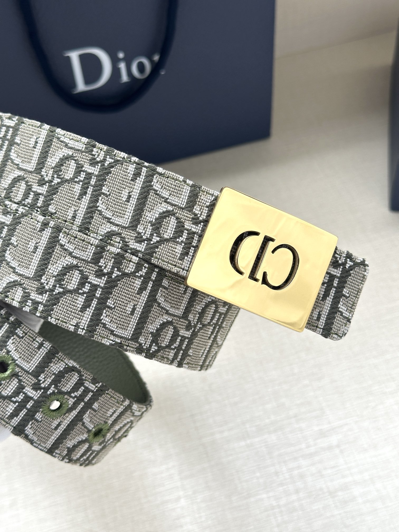 Dior CD Icon print leather belt 3.5CM wide