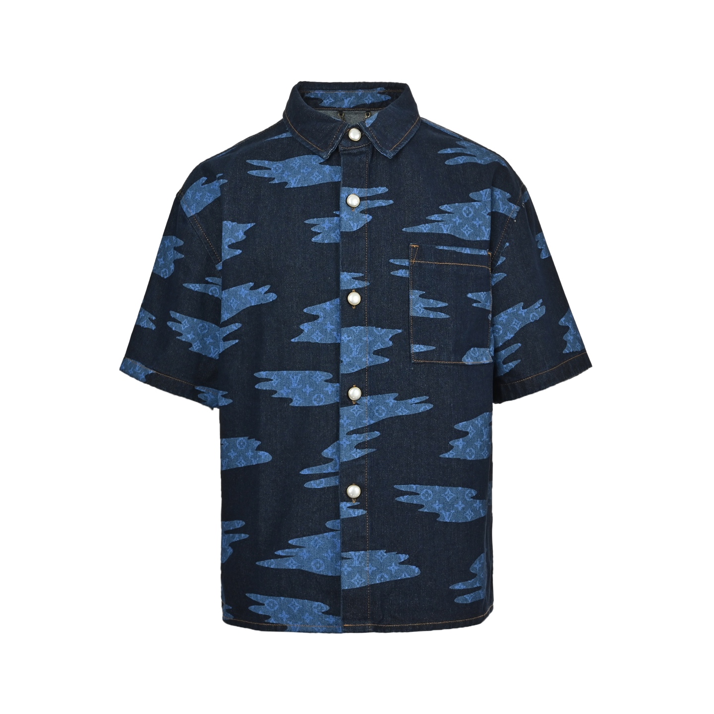 Louis Vuitton 25ss Cloud Sky Blue Denim Short Sleeve Shirt