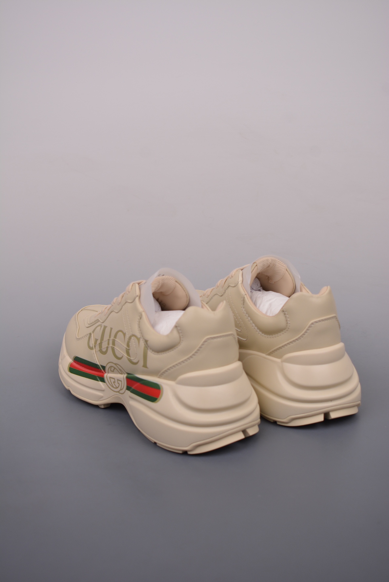 Gucci Ivory white long stripe green and red print