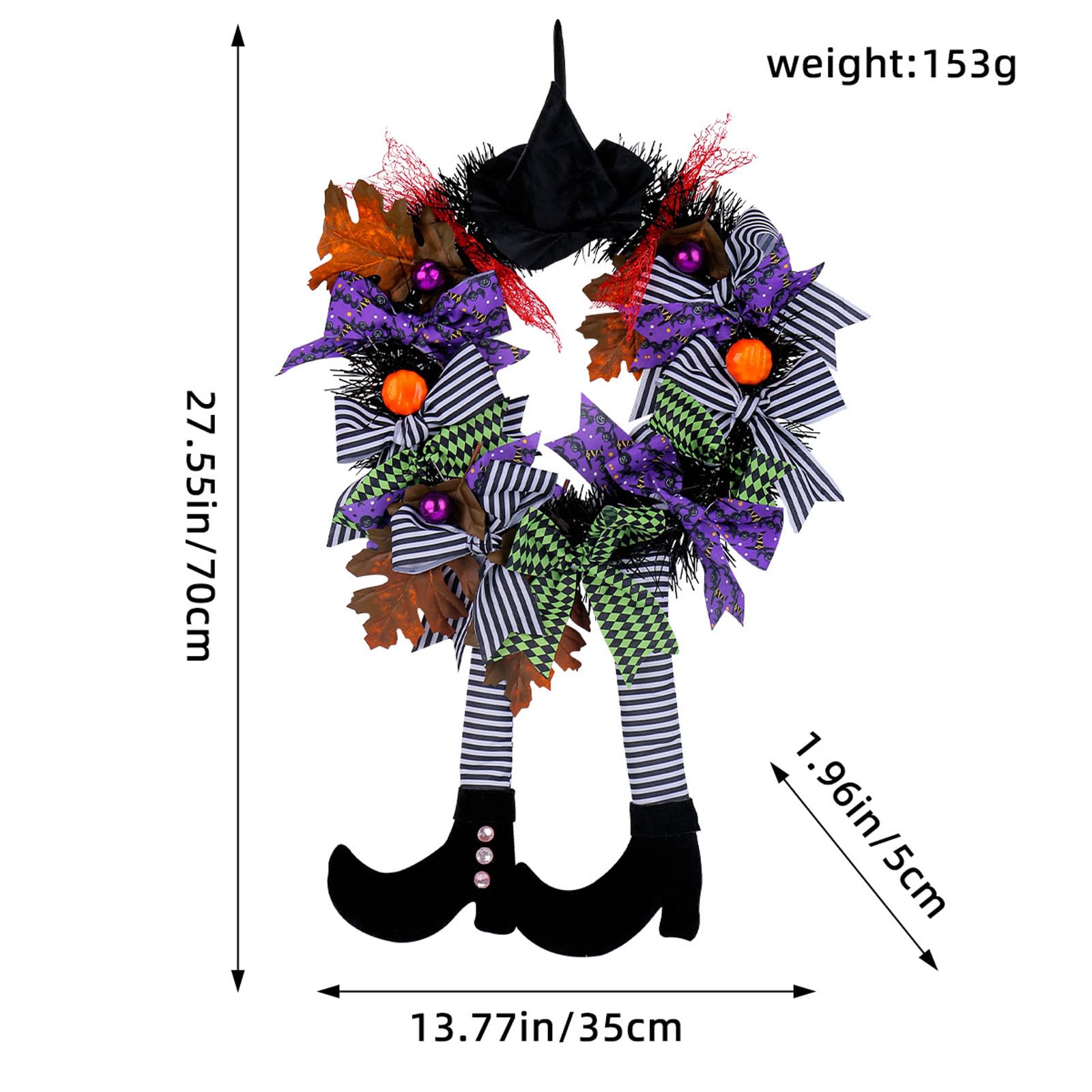 🧙‍♀️Black Witch Wreath - Witch Hat Long-Legged Pumpkin Wreath🎀