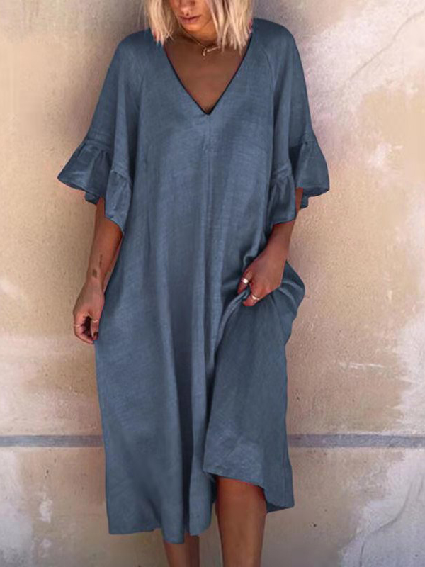 Retro Casual Ruffled Loose Dress