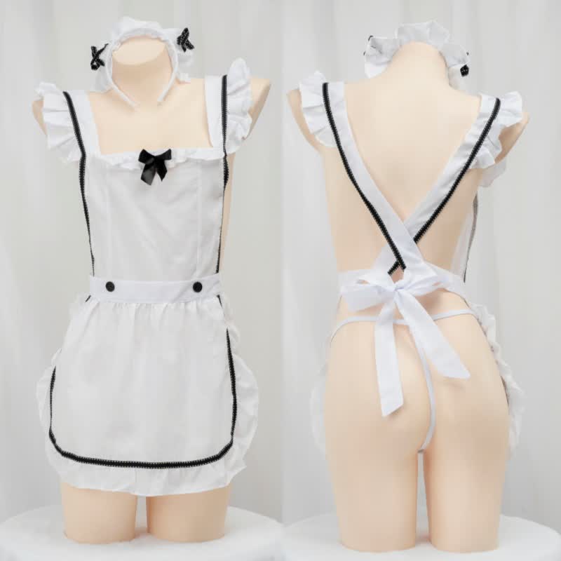 Maid Ruffle Bow Stockings Lingerie