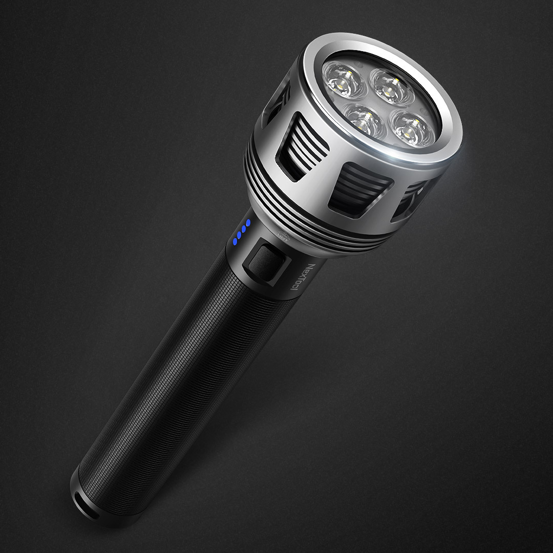 NexTool Portable LED Search Flashlight With Strap Design, Type-C Rechargeable, Water-resistant 10000mAh/120 Hours For Emergency