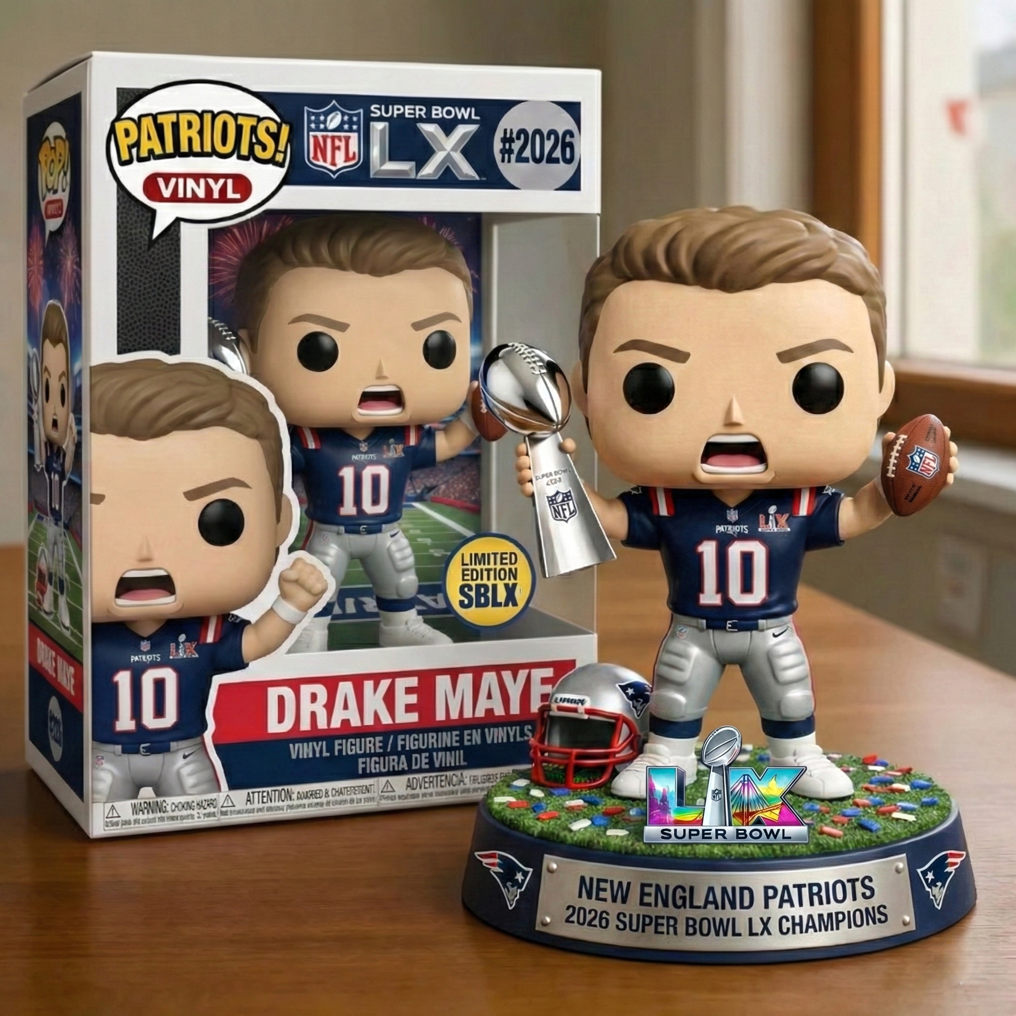 🏆 Super Bowl LX Champions New England Patriots Commemorative Pop! Figure