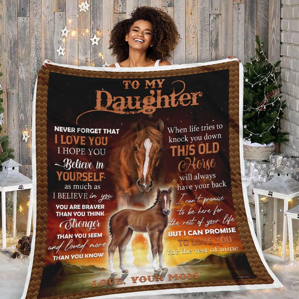 Mom To Daughter, This Old Horse Will Always Have Your Back Sofa Throw Blanket