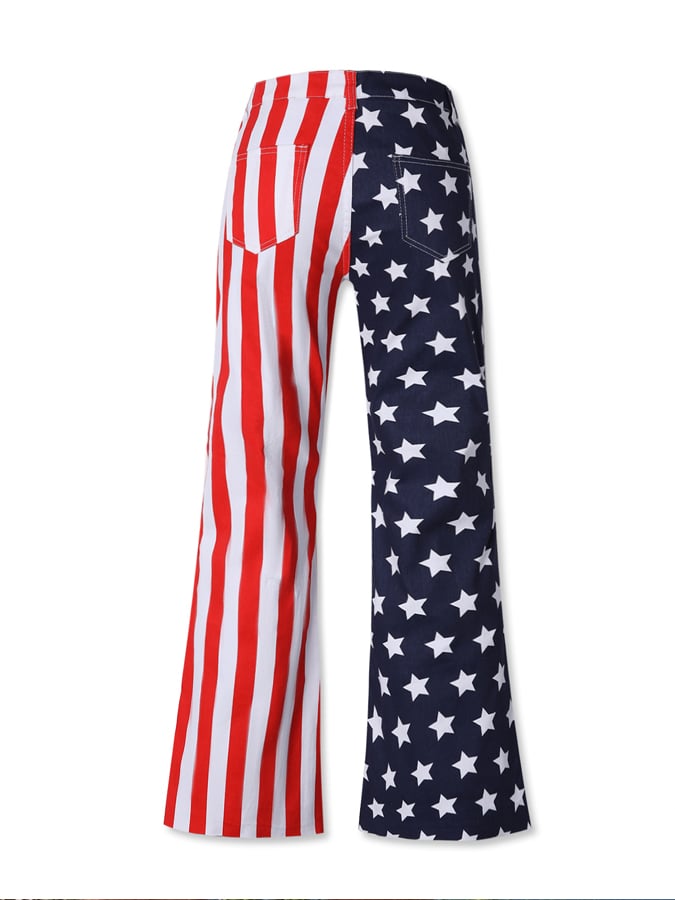 Women's Independence Day Flag Print Flared Jeans