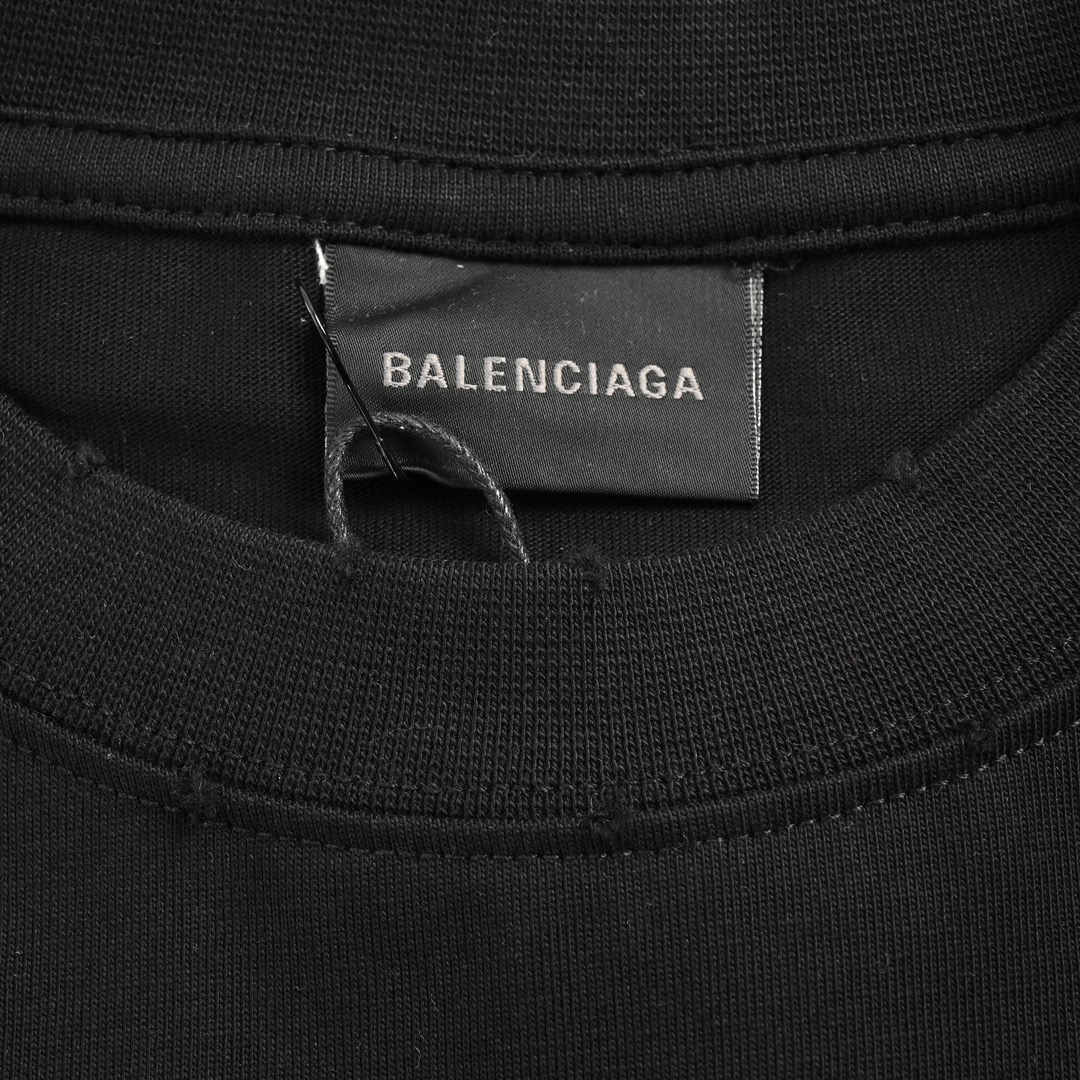 Balenciaga 24ss front and back blurred letter print short sleeves - black