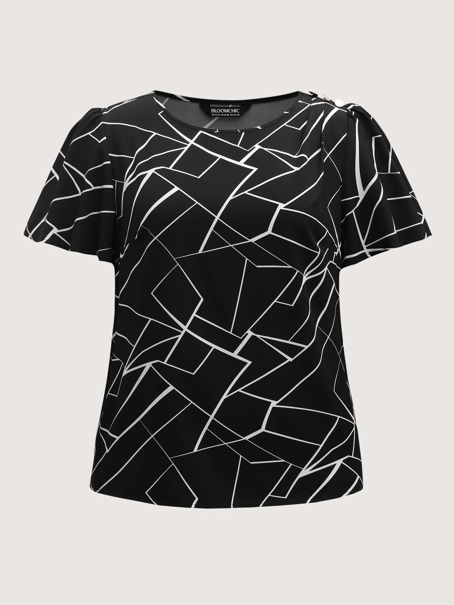 Abstract Detail Button Detail Blouse