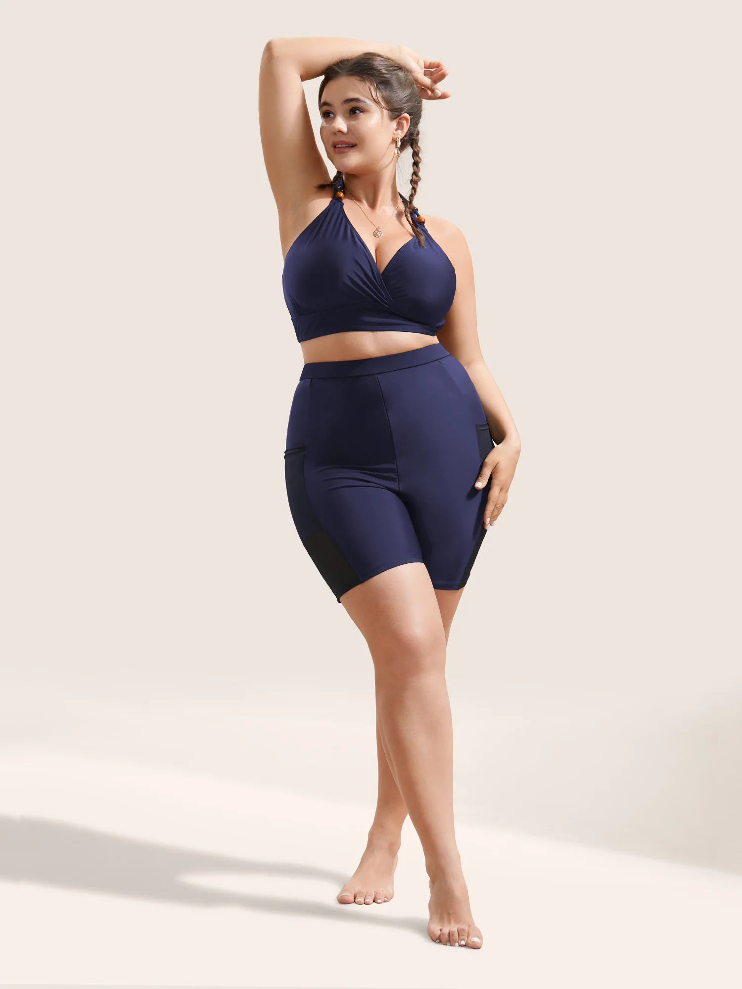 Plain Mesh Patchwork Patched Pocket Swim Bottoms