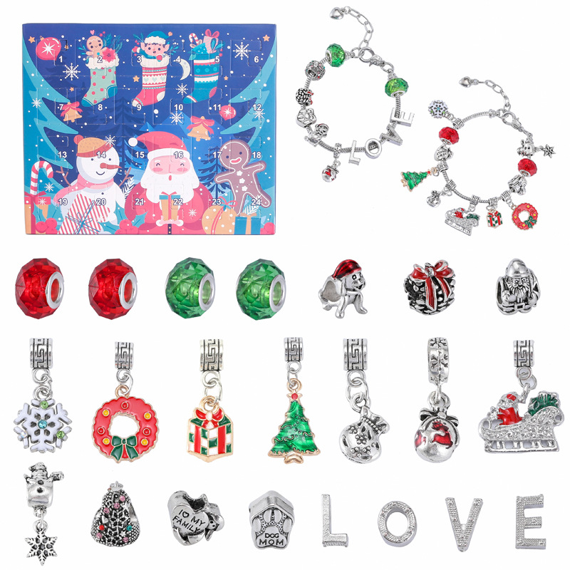 (The best gift for kids in 2024🎁) 24-piece DIY Christmas Advent Calendar Bracelet Set Blind Box🎄
