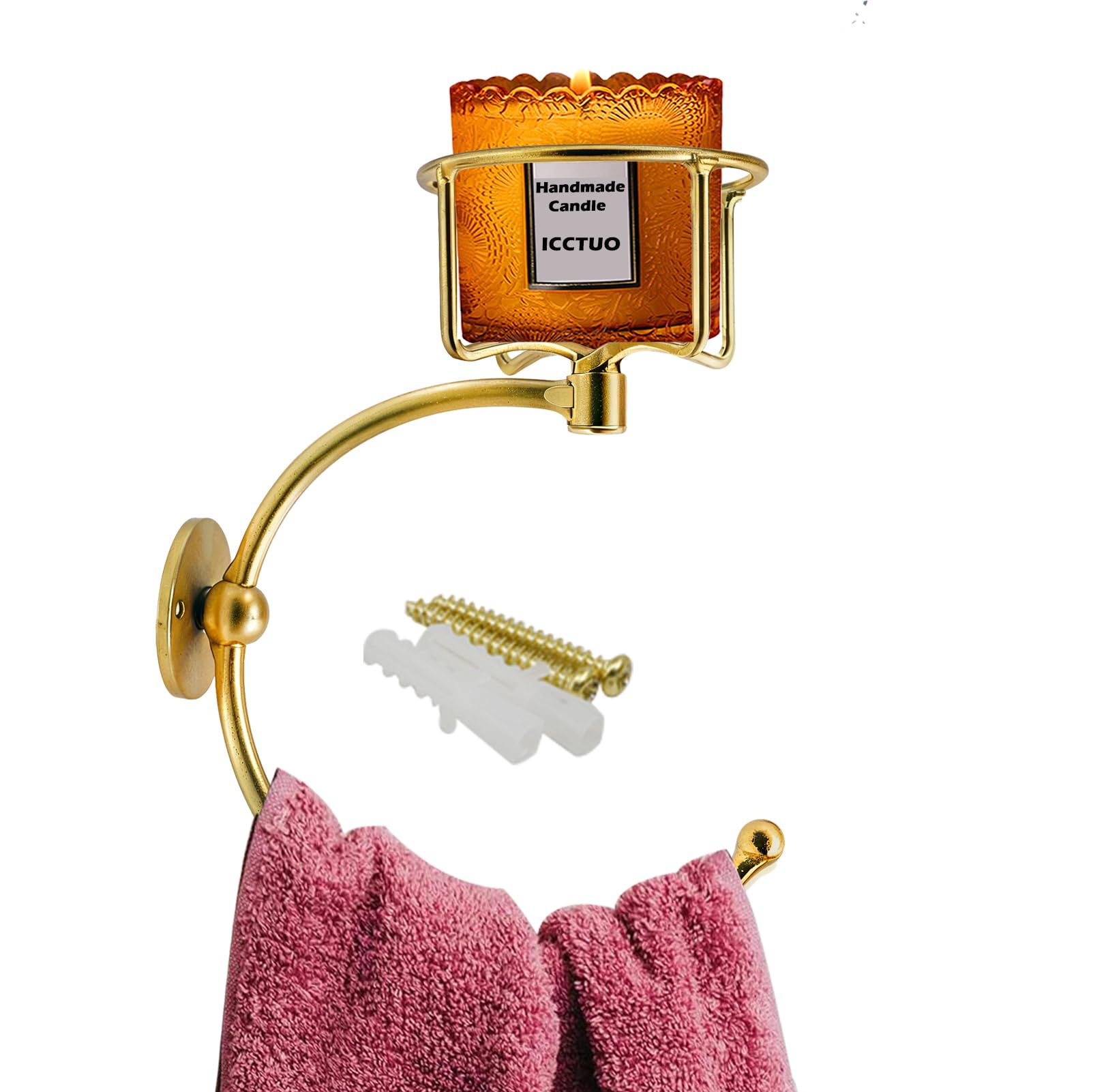 💗🎁 Mother's Day Gift - Rustic Towel Ring with Elegent Candle Holder