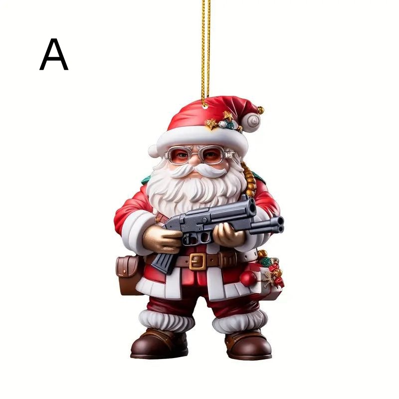 Badass Santa Ornament – Action-Packed Christmas Decor