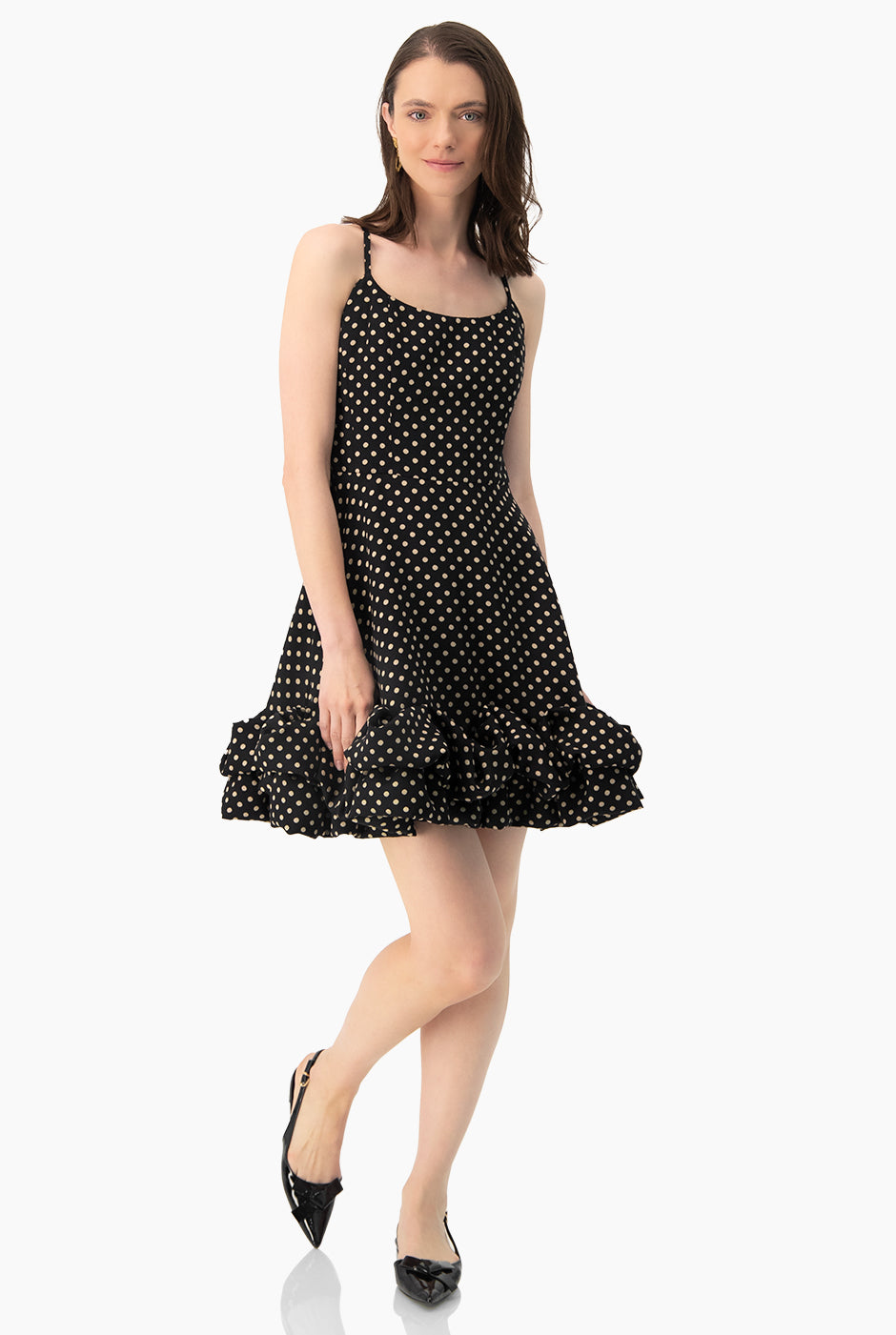 Vestido corto linea A con lunares