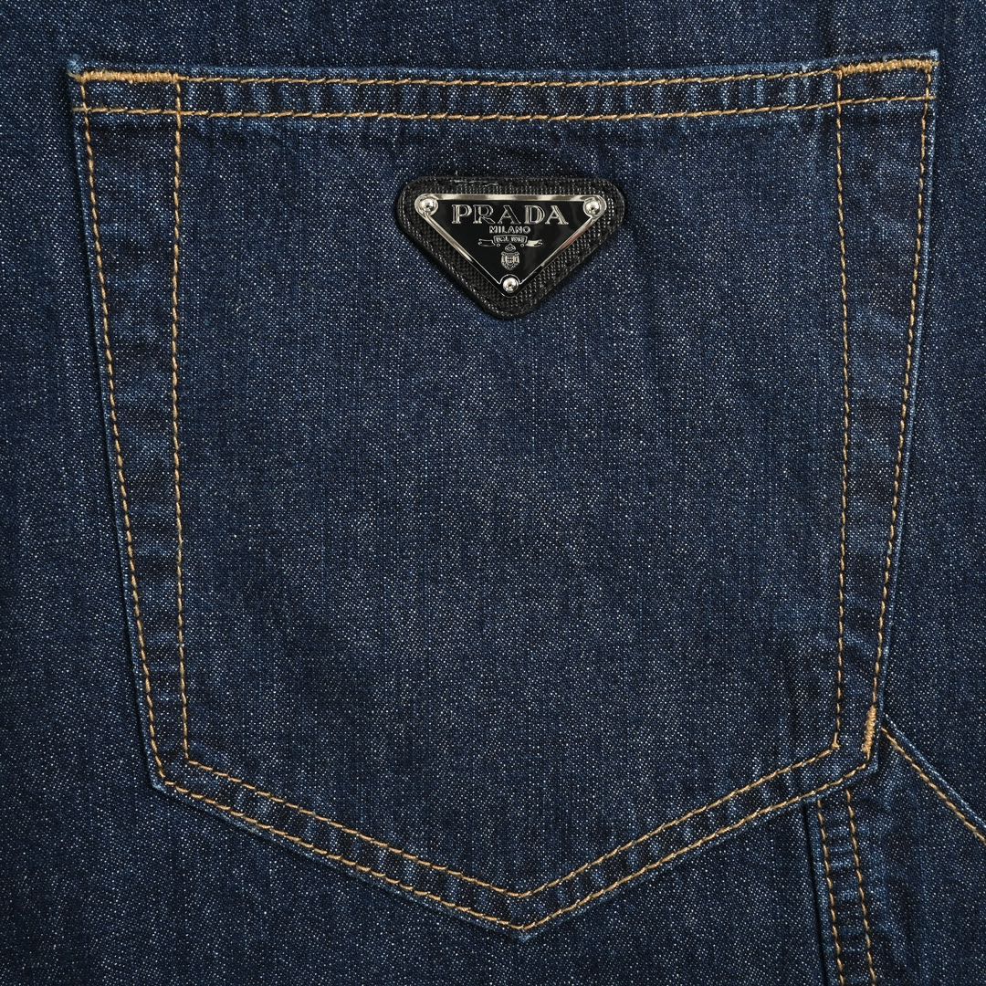 Prada 24ss denim shorts with triangle logo