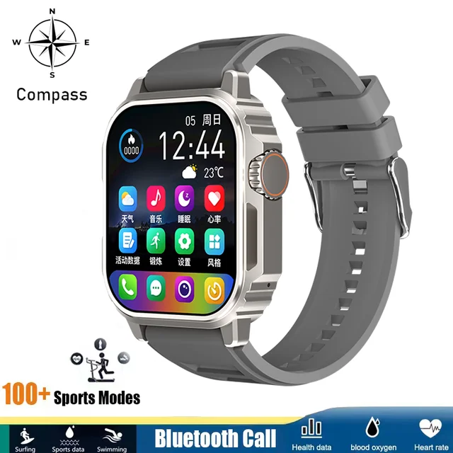 New Outdoor Men's smartwatch Compass GPS Motion Track HD Bluetooth Talk 1.96inch full screen Touch smartwatch for Huawei Xiaomi