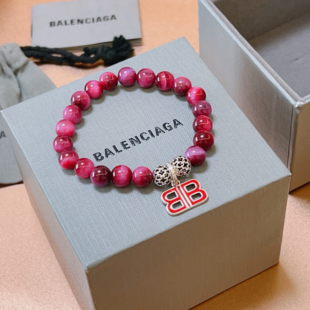 Balenciaga Natural Tiger Eye Stone Bracelet