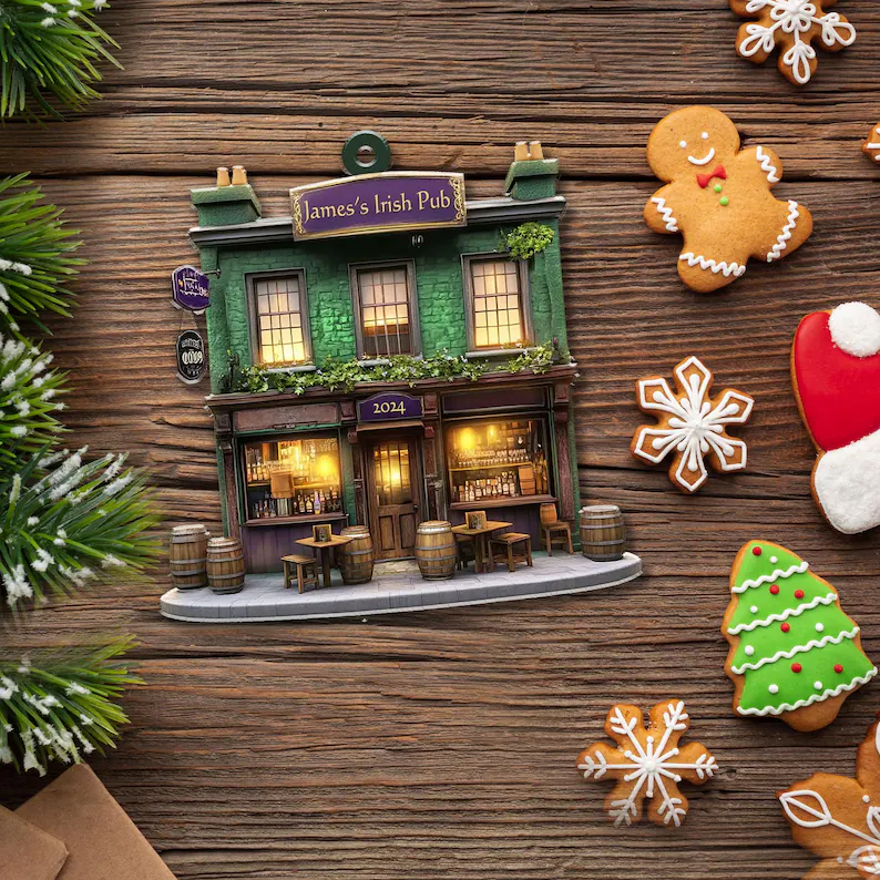 Personalized Irish Pub Ornament For Christmas Tree Decor