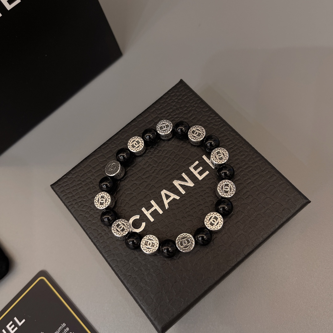 Chanel obsidian distressed bracelet