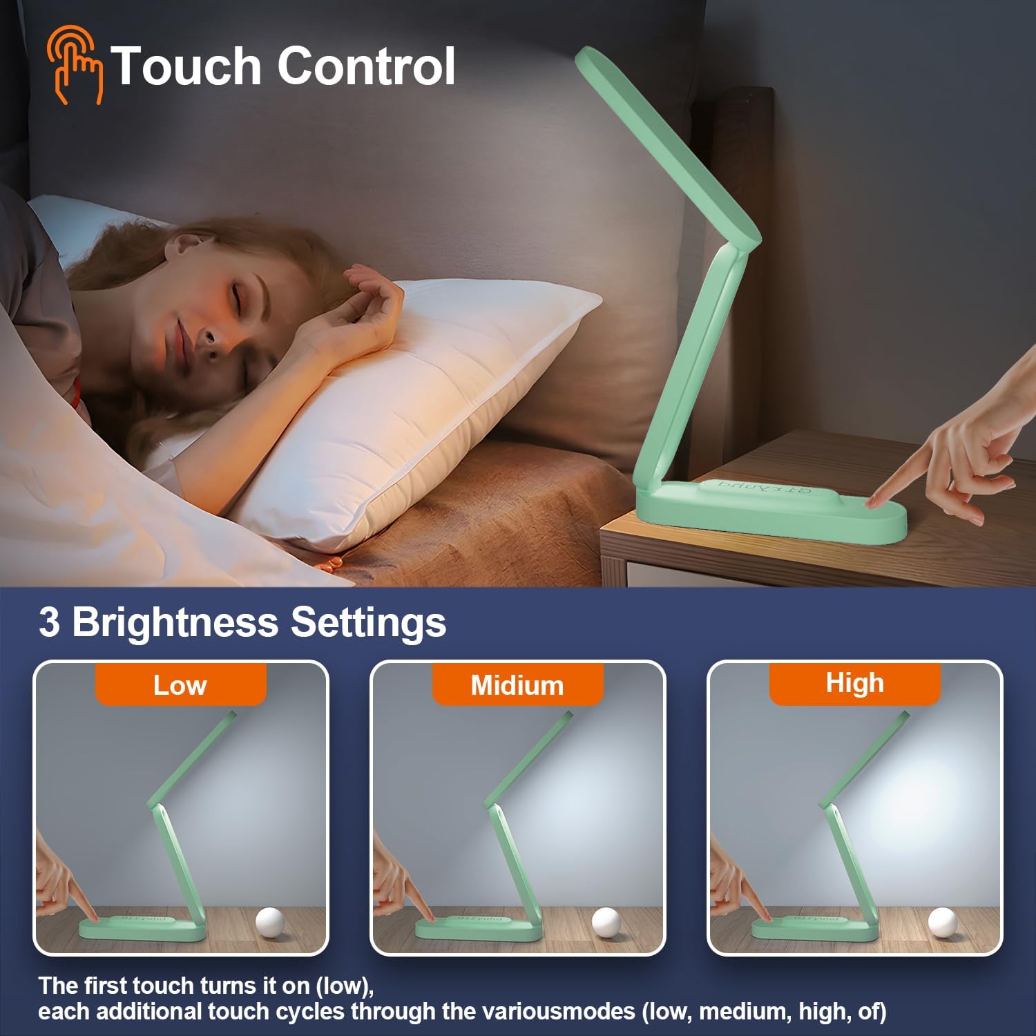 LED Desk Lamp for Office Home & Battery Operated Lamp Rechargeable Lamp Foldable & Portable Light, LED Desk Light Strip, 3 Brightness Dimmable Small Desk Lamp Wireless Reading Lamp