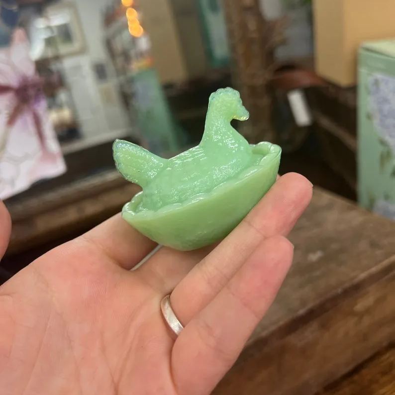 Covered Mini Glass Hens on Nests