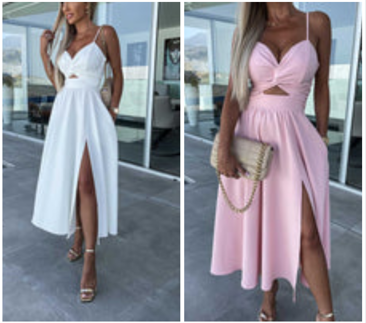 Strappy Front Slit Midi Dress