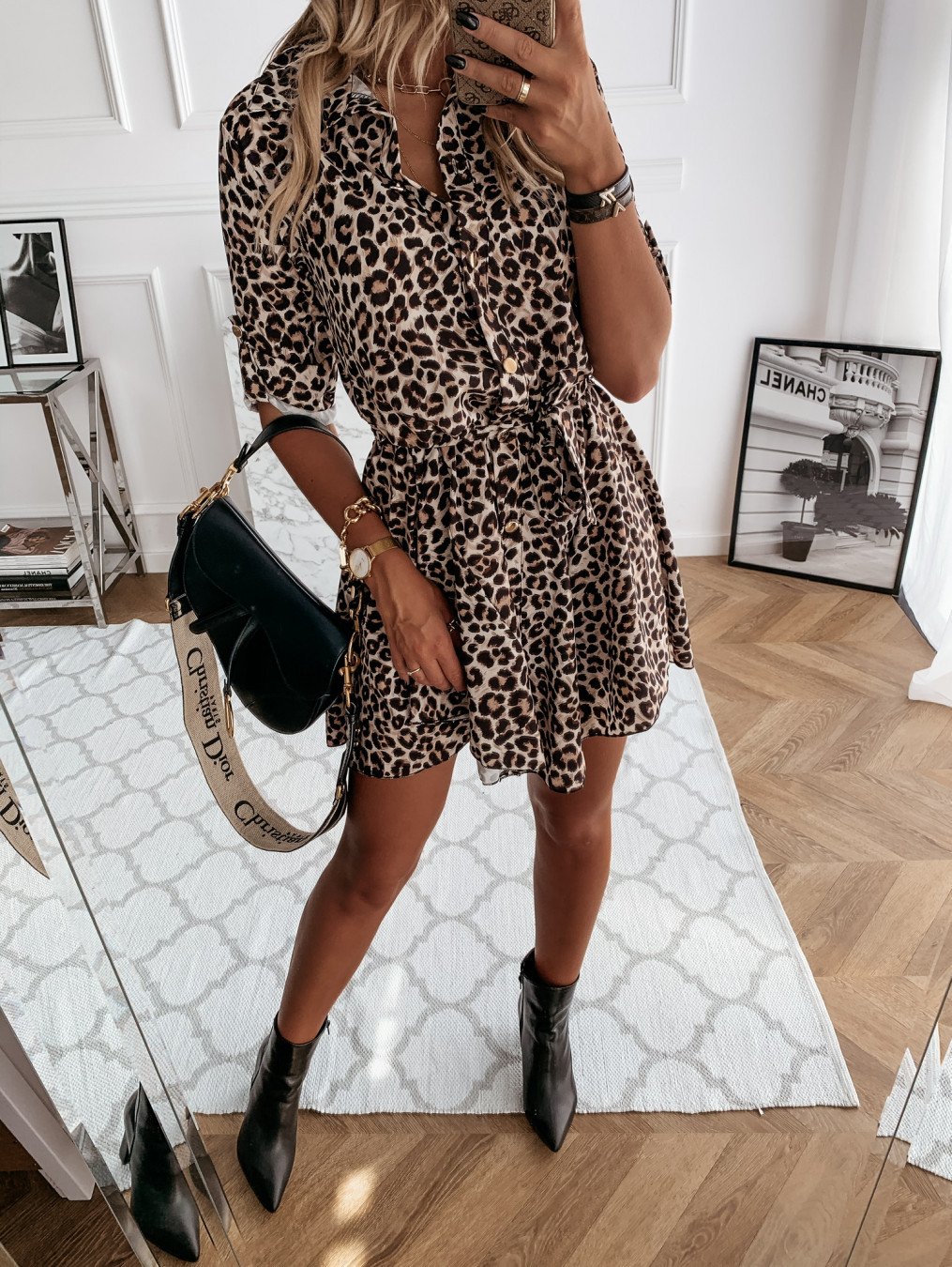 Feline Flirty Multi Mixed Animal Print Shirt Dress