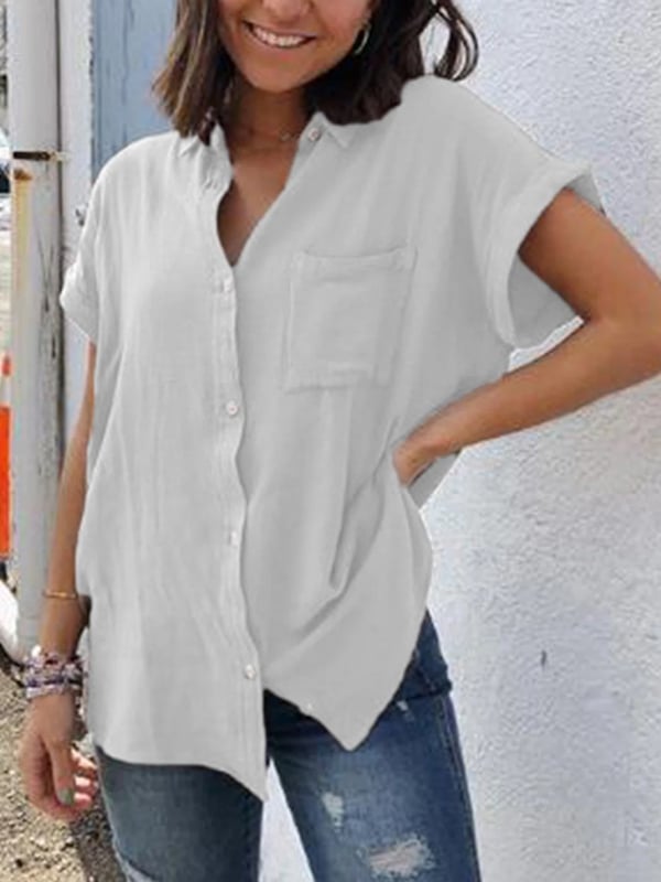 Ladies Casual Cotton Linen Shirt