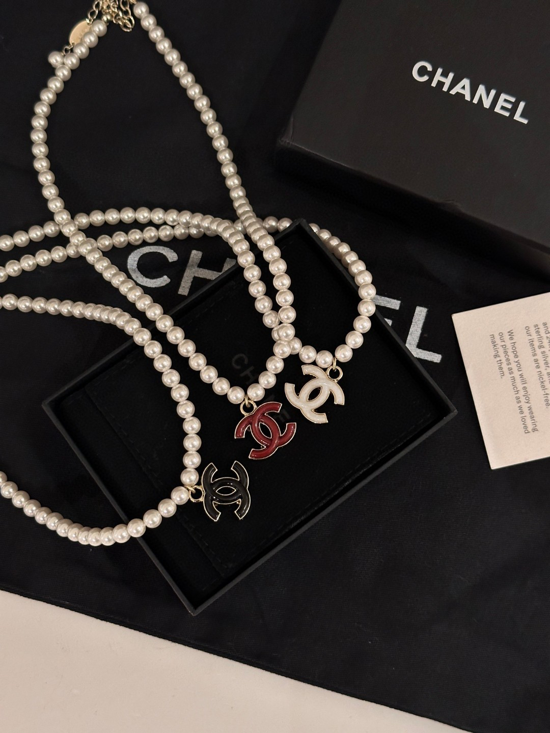Chanel pearl double c necklace