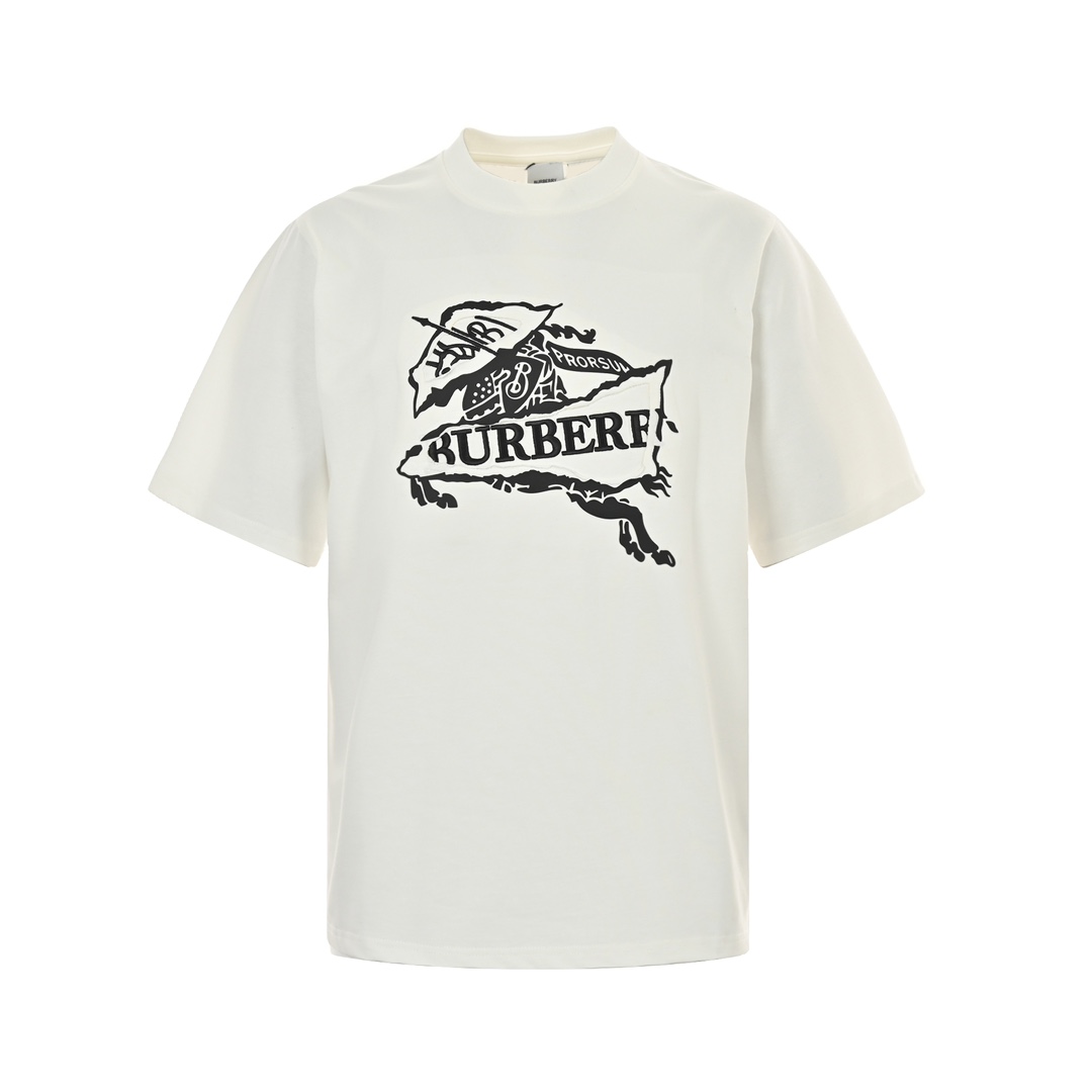 Burberry 24ss Warhorse Laminating Hole Splicing Patches Embroidered Short Sleeve