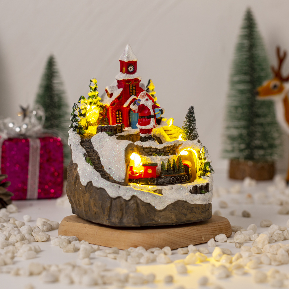🎄Early Christmas Sale 49% OFF🎄Christmas Village Resin Music Box with Rotating Train