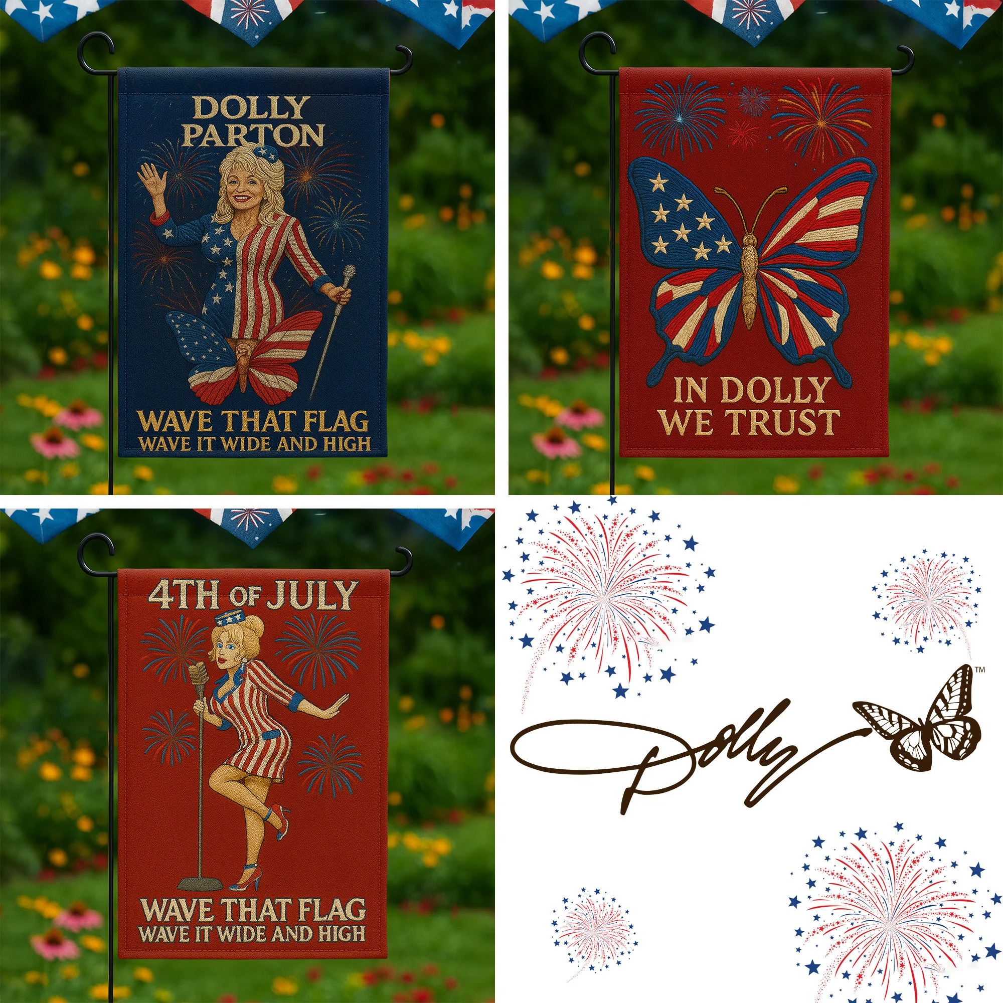 🔥Dolly Parton Independence Day Flag