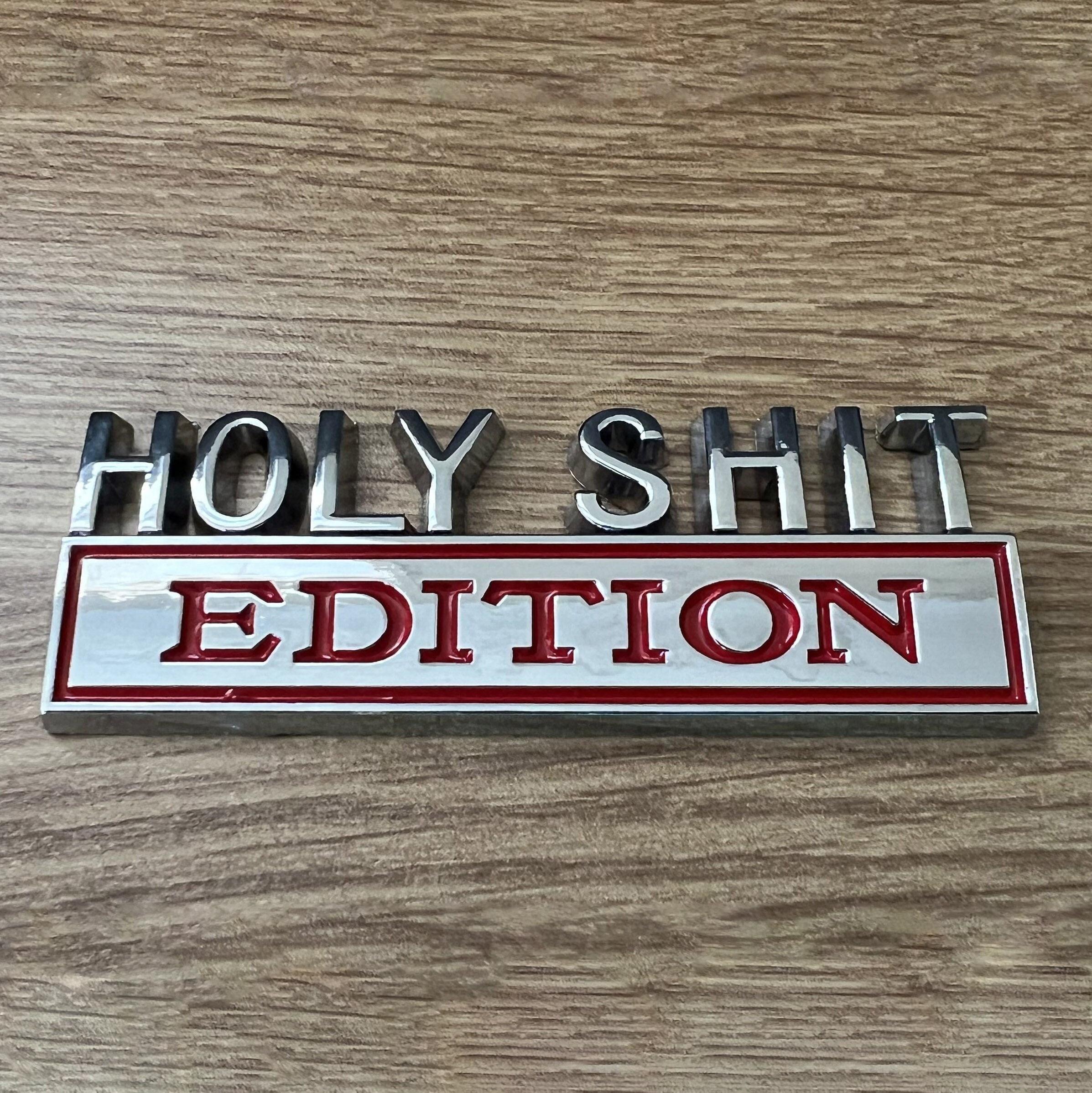 Funny Metallic Decal Emblem | Smile-inducing panel