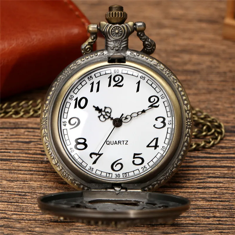 Bronze Hollow Out Chinese Twelve Zodiac Design Animal Quartz Pocket Watch for Men Women with Necklace Chain Gift reloj