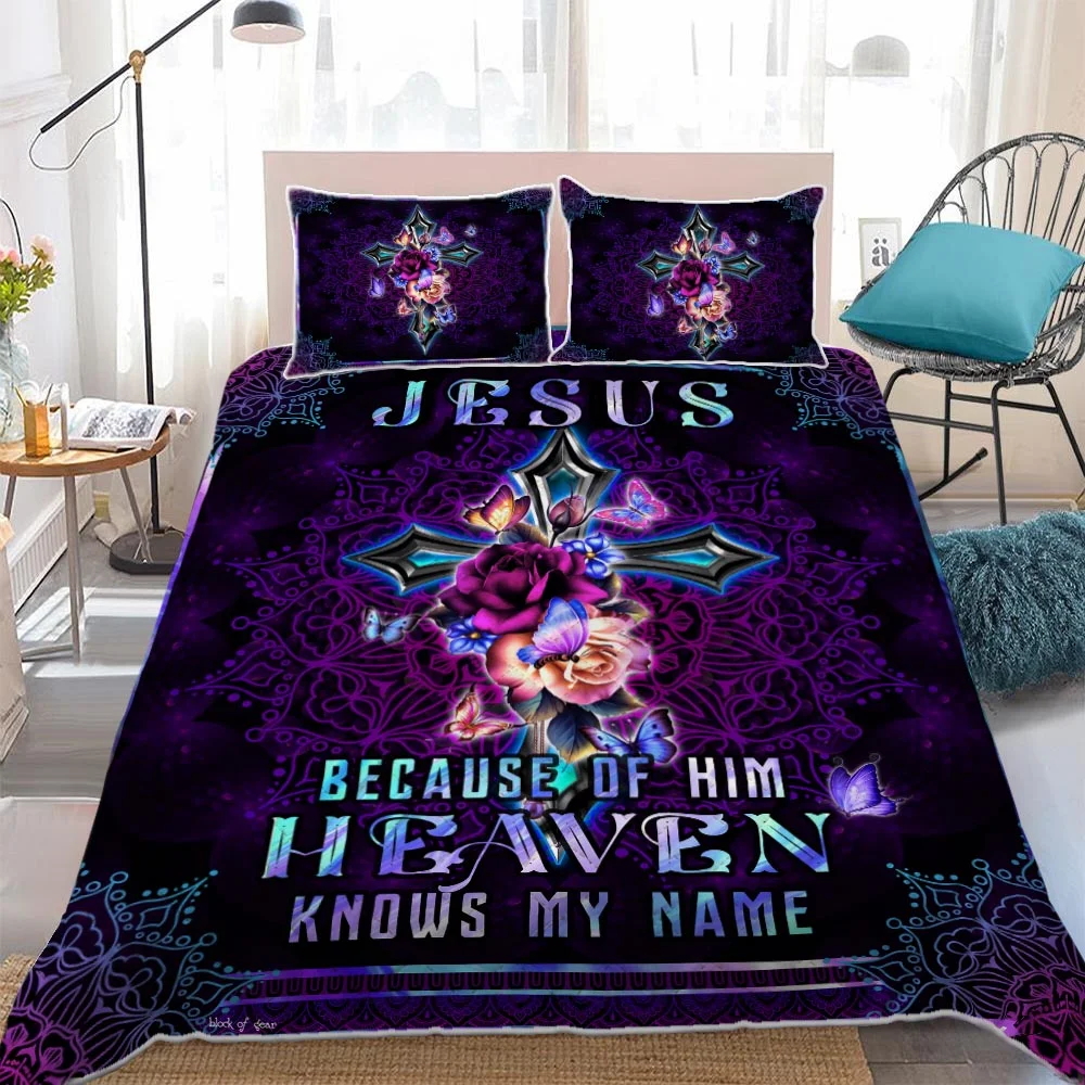 Jesus Because Of Him – Heaven Knows My Name Quilt Bed Set