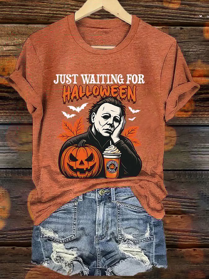 🔥Buy 3 Get 10% Off🔥Women'S JUST WAITING FOR HALLOWEEN Print Short Sleeve T-Shirt
