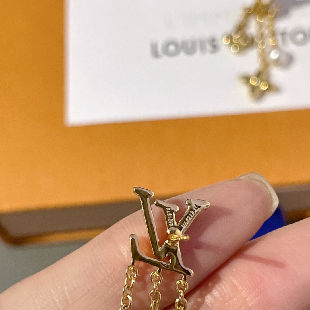 Louis Vuitton Gold Flower Pearl Tassel Earrings