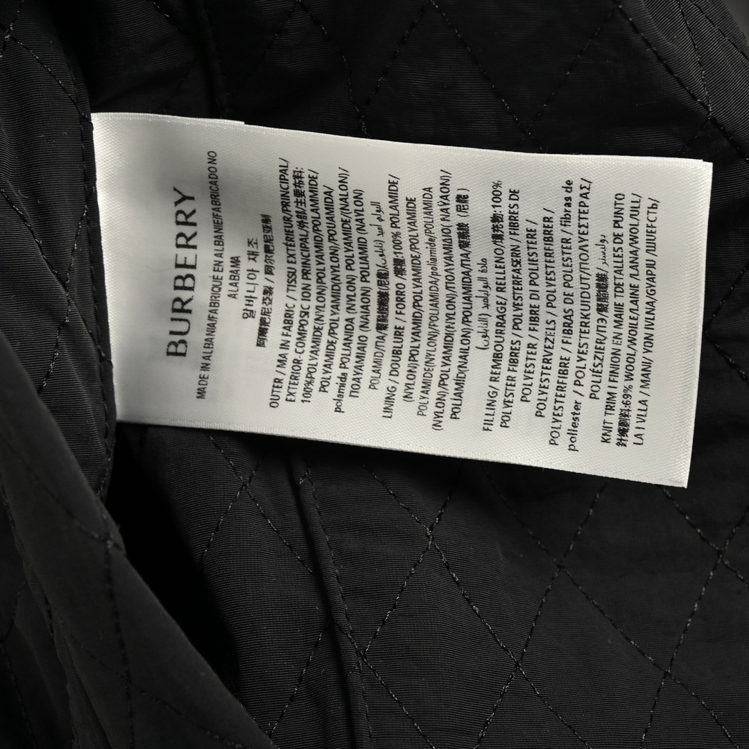 Burberry 24Fw diamond quilted lining green check bomber puffer jacket