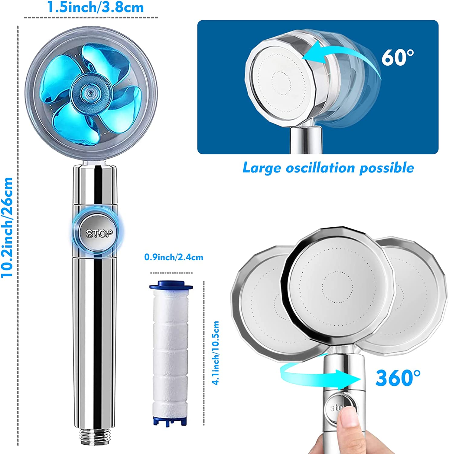 Filtered Shower Head (with Fan)(Buy 2 Get 1 Free)
