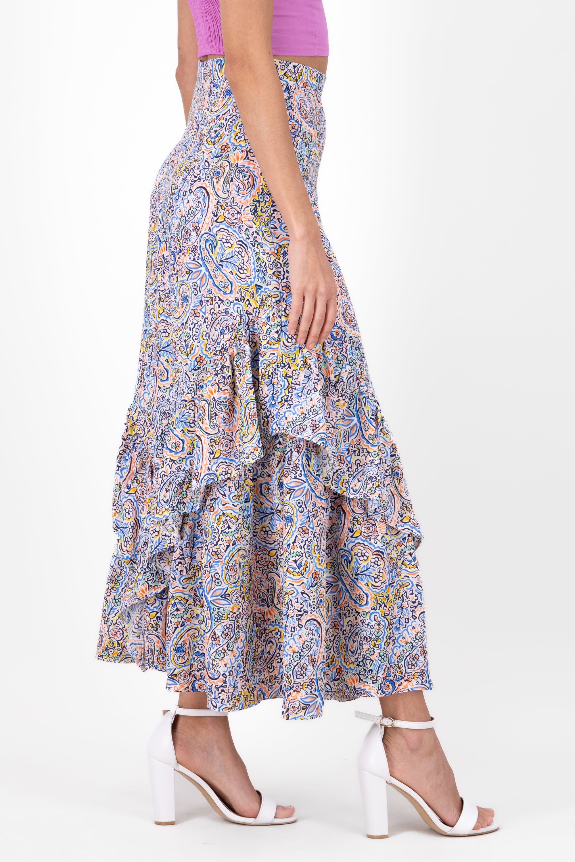 Printed Ruffle Layered Maxi Dress