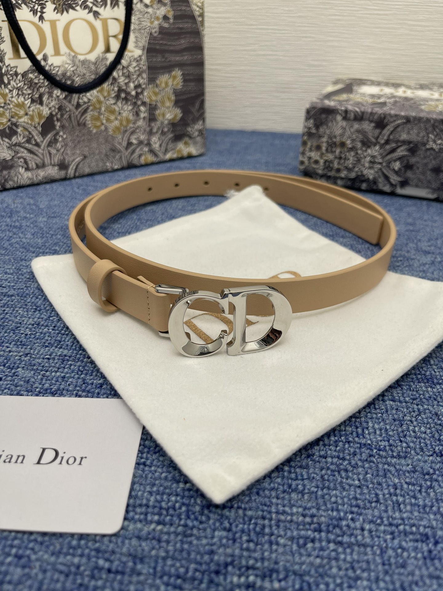 Dior CD buckle leather belt 2.0CM wide